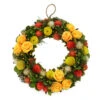 Northlight Orange And Yellow Flowers With Moss And Twig Artificial Floral Spring Wreath 12-Inch