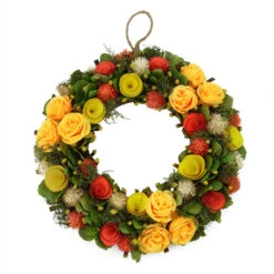 Northlight Orange And Yellow Flowers With Moss And Twig Artificial Floral Spring Wreath 12-Inch