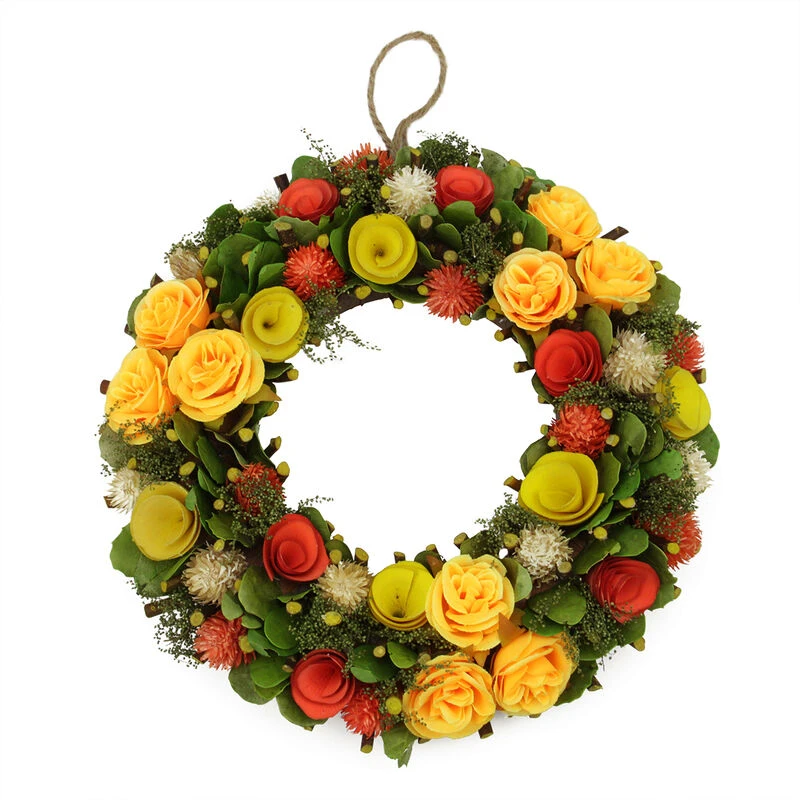 Northlight Orange And Yellow Flowers With Moss And Twig Artificial Floral Spring Wreath 12-Inch 3 Northlight Orange And Yellow Flowers With Moss And Twig Artificial Floral Spring Wreath 12-Inch