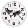 Northlight 12" White And Black Battery Operated Round Wall Clock With Continent Design