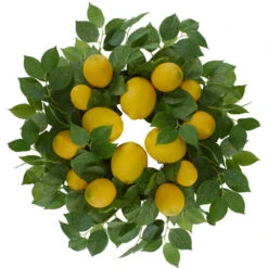 Northlight Lemons And Leaves Artificial Spring Wreath Yellow - 18-Inch