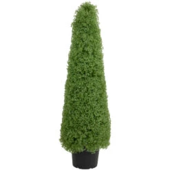 Northlight 4' Artificial Boxwood Cone Topiary Tree With Round Pot Unlit