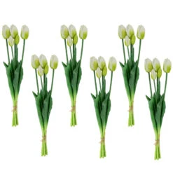 Northlight Set Of 6 White Tulip Artificial Floral Bundles 18"