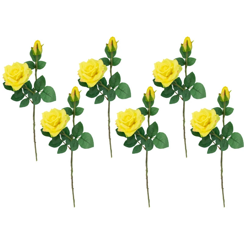Northlight Set Of 6 Real Touch Yellow Artificial Rose Stems 19" 3 Northlight Set Of 6 Real Touch Yellow Artificial Rose Stems 19"