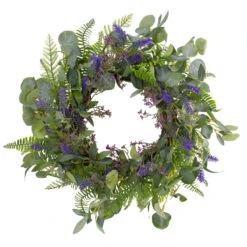 Northlight Lavender And Mixed Foliage Artificial Floral Spring Wreath Purple And Green - 22-Inch