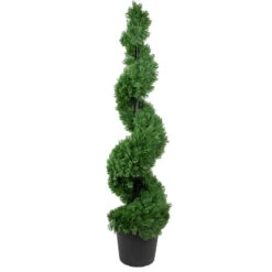 Northlight 5' Artificial Cedar Spiral Topiary Tree In Black Pot Unlit