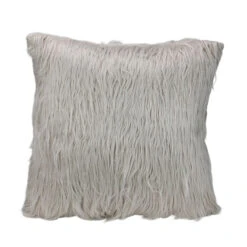 Northlight 17" Beige And Taupe Faux Fur Square Throw Pillow With Suede Backing