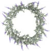 Northlight LED Lighted Artificial White/Purple Lavender Spring Wreath- 16-inch White Lights
