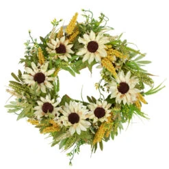 Northlight 24" Beige Sunflowers Artificial Fall Harvest Wreath