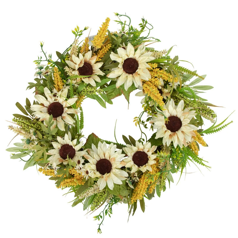 Northlight 24" Beige Sunflowers Artificial Fall Harvest Wreath 3 Northlight 24" Beige Sunflowers Artificial Fall Harvest Wreath