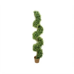 Northlight 5.5' Potted Two Tone Artificial Boxwood Spiral Topiary Tree - Unlit