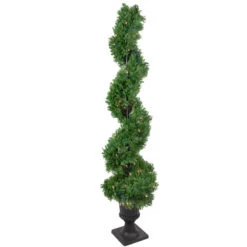 Northlight 4.5' Pre-Lit Artificial Cedar Spiral Topiary Tree In Urn Style Pot Clear Lights