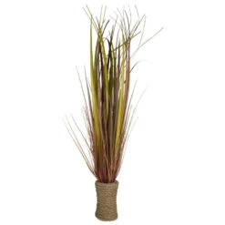 Northlight 34" Red Artificial Grass Plant In A Rope Pot