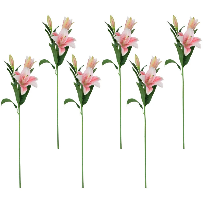 Northlight Set Of 6 Pink Lily Artificial Floral Stems 38" 3 Northlight Set Of 6 Pink Lily Artificial Floral Stems 38"