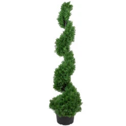 Northlight 4' Artificial Cedar Spiral Topiary Tree In Black Pot Unlit