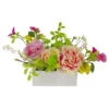 Northlight 14-Inch Pink And Yellow Artificial Roses And Peony Floral Arrangement In Planter -Northlight 471d10f276a8472ab6110750d59106db
