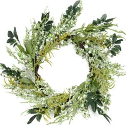 Northlight Mixed Leaves Twig Artificial Wreath Green 12-Inch