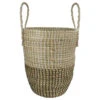 Northlight 14.5" Natural Woven Seagrass Wicker Storage Basket With Handles