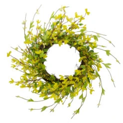 Northlight Forsythia And Leaves Artificial Spring Floral Wreath Yellow - 20-Inch