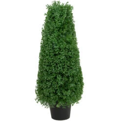 Northlight 30" Artificial Boxwood Cone Topiary Tree With Round Pot Unlit