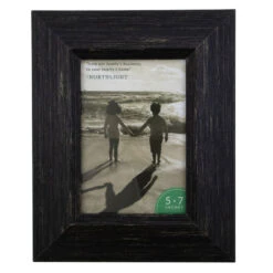Northlight 10" Distressed Finish Rectangular 5" X 7" Photo Picture Frame - Black