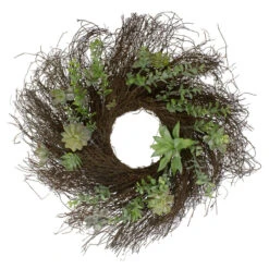 Northlight Eucalyptus And Succulents Artificial Twig Wreath - 22-Inch