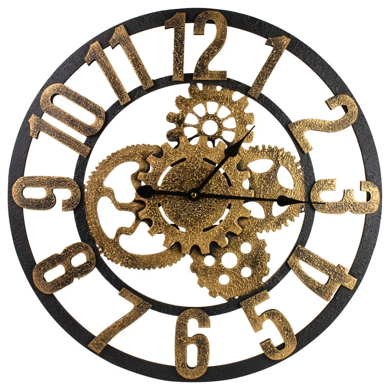 Northlight 24" Gold And Black Battery Operated Round Wall Clock With Cogs 3 Northlight 24" Gold And Black Battery Operated Round Wall Clock With Cogs