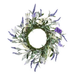 Northlight Green And Purple Twig Artificial Floral Wreath 16-Inch - Unlit