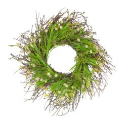 Northlight Burrs And Brush Artificial Floral Spring Wreath Green And Yellow - 18-Inch
