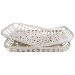 Northlight Set Of 3 White Rectangular Lattice Tobacco Table Top Baskets