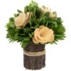 Northlight 9" Tan Poppy Wooden Flowers Standing Bouquet Bundle