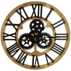 Northlight 24" Roman Numeral Battery Operated Round Wall Clock With Cogs