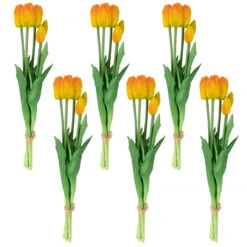 Northlight Set Of 6 Yellow And Orange Tulip Artificial Floral Bundles 18"