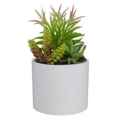 Northlight 9" Artificial Succulent Arrangement In White Ceramic Pot