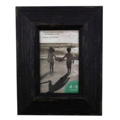 Northlight 9.25" Distressed Finish Rectangular 4" X 6" Photo Picture Frame - Black