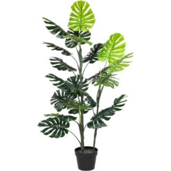 Northlight 4' Green Artificial Monstera Plant In Black Pot