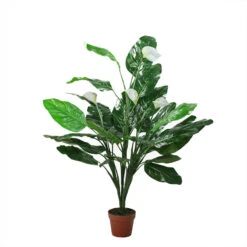 Northlight 47.5" Potted Green And White Artificial Tropical Peace Lily Spathe Plant