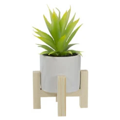 Northlight 8.25" Potted Green Artificial Agave Plant With Wooden Stand