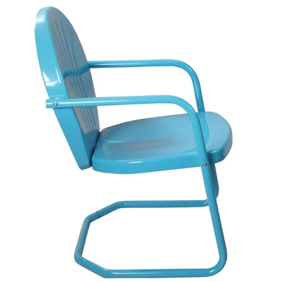 Northlight 34" Outdoor Retro Metal Tulip Armchair, Sky Blue 5 Northlight 34" Outdoor Retro Metal Tulip Armchair, Sky Blue - Image 3
