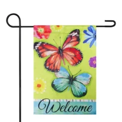 Northlight Welcome Butterflies Outdoor Floral Garden Flag 12.5" X 18"