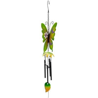 Northlight 15.75" Green Metal Butterfly Outdoor Garden Windchime 4 Northlight 15.75" Green Metal Butterfly Outdoor Garden Windchime - Image 2