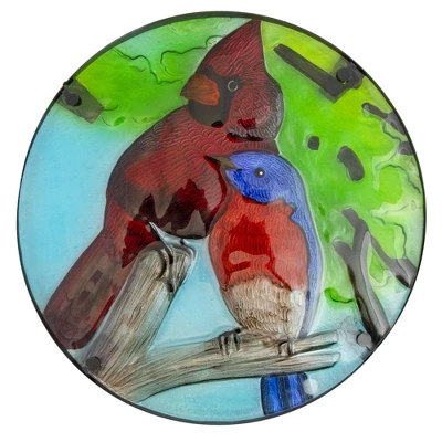 Northlight 19" Blue And Red Cardinal Glass Patio Side Table 4 Northlight 19" Blue And Red Cardinal Glass Patio Side Table - Image 2