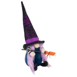 Northlight 14" Black And Purple Witch Gnome With Broom Indoor Halloween Figure -Northlight GUEST 1dc88b60 4f71 447f 9085 2f9010cbd6ec