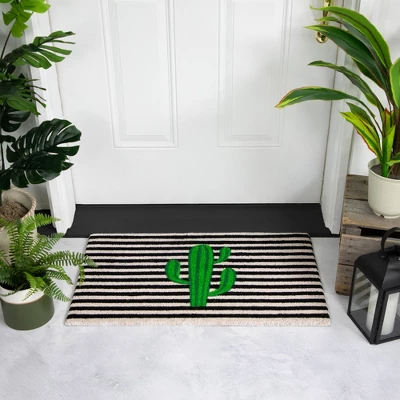 Northlight Green Cactus Striped Natural Coir Outdoor Doormat 18" X 30" 3 Northlight Green Cactus Striped Natural Coir Outdoor Doormat 18" X 30"