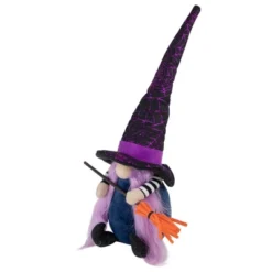 Northlight 14" Black And Purple Witch Gnome With Broom Indoor Halloween Figure -Northlight GUEST 22f9253a a26b 4306 8dc4 87d0eb832740