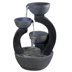 Northlight 31.5" Black Lighted Three-tier Outdoor Garden Water Fountain -Northlight GUEST 23a9d87d bc35 497b b244 28c03c7b721d