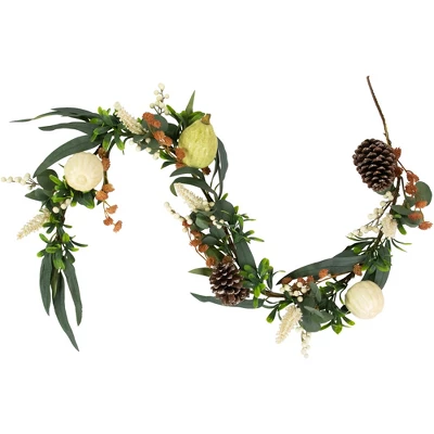 Northlight 5' X 6" Green Gourds And Foliage Artificial Fall Harvest Garland - Unlit 9 Northlight 5' X 6" Green Gourds And Foliage Artificial Fall Harvest Garland - Unlit - Image 7