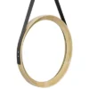 Northlight 20" Wooden Finish Round Wall Mirror With Black Hanging Strap