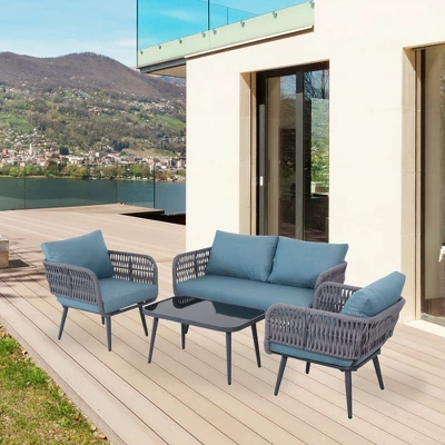 Northlight 4-Piece Caicos Outdoor Patio Conversation Set With Cushions 3 Northlight 4-Piece Caicos Outdoor Patio Conversation Set With Cushions