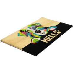 Northlight Ivory And Black "Hello" Multicolor Dog Outdoor Coir Doormat 18" X 30" -Northlight GUEST 2cab1f86 684f 45db b1fc 10a6d5f82477